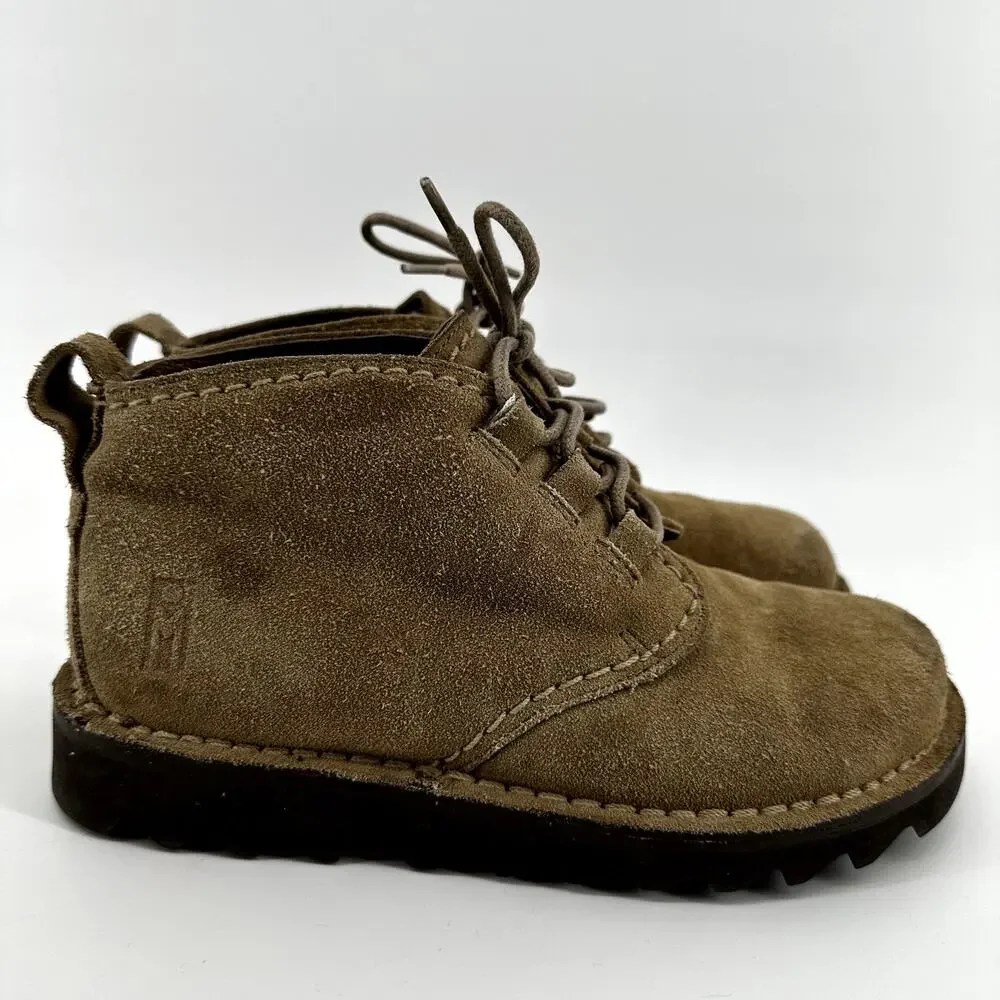 Mozo Lace Up Ankle Boot Platform Non Slip Outdoor Casual Suede Leather Brown 7.5